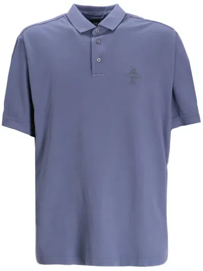 Armani Exchange Logo-embroidered Cotton Polo Shirt In Blue