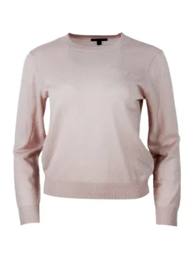 Armani Exchange Logo Embroidered Knitted Jumper In Pink