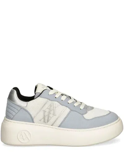 Armani Exchange Logo Embroidered Trainers In Blue