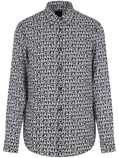 Armani Exchange Logo-jacquard Shirt In White