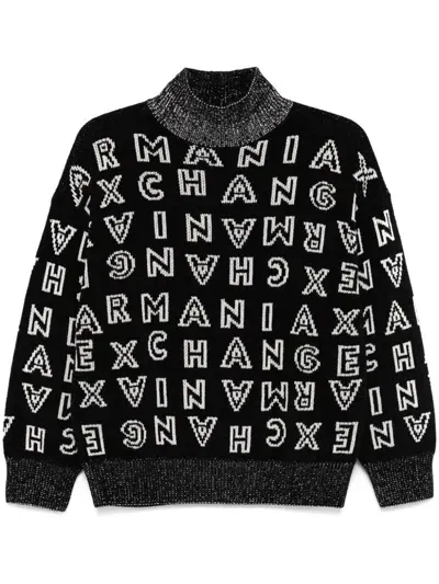 Armani Exchange Logo-jacquard Sweater In Black