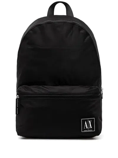 Armani Exchange Logo-patch Backpack In Black