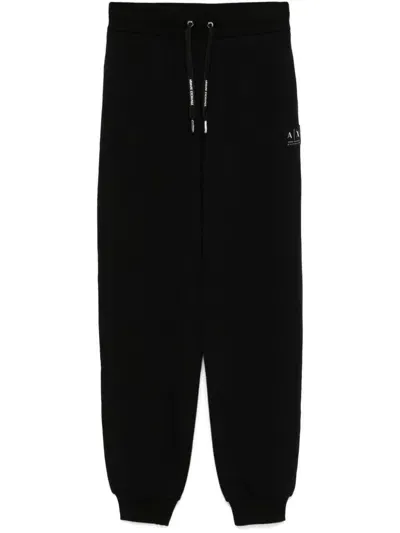 Armani Exchange Logo-embroidered Cotton Track Pants In Black