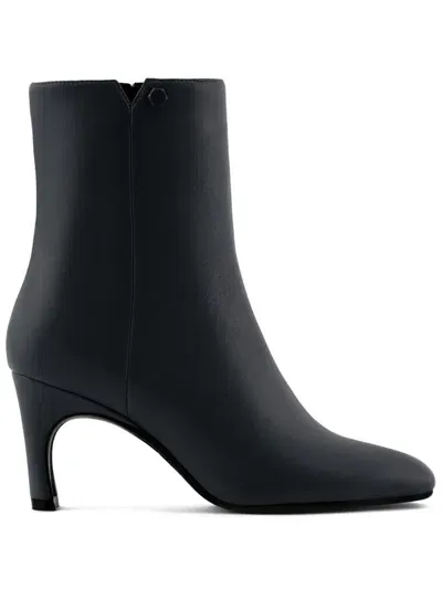 Armani Exchange Logo-plaque Ankle Boots In Black