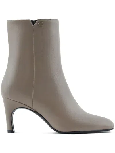 Armani Exchange Logo-plaque Ankle Boots In Neutrals