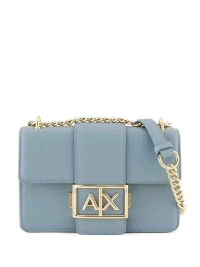 Armani Exchange Logo Plaque Cross Bag In Light Blue