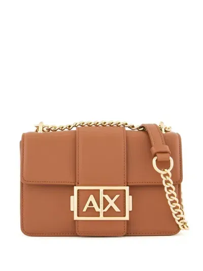 Armani Exchange Logo Plaque Cross Bag In Brown