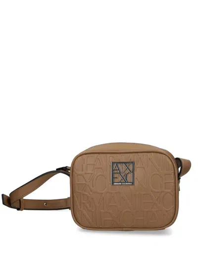 Armani Exchange Logo-plaque Crossbody Bag In Neutrals