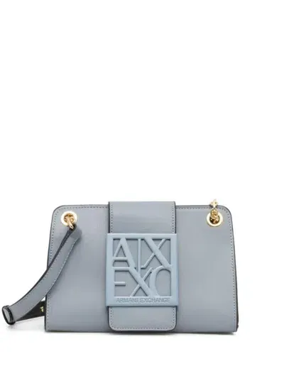 Armani Exchange Logo Plaque Shoulder Bag In 天蓝色