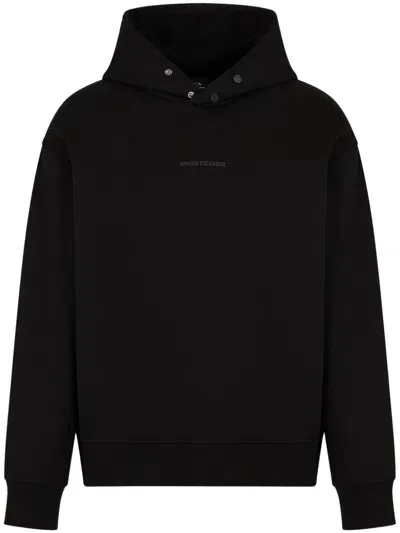 Armani Exchange Logo-print Hoodie In Schwarz