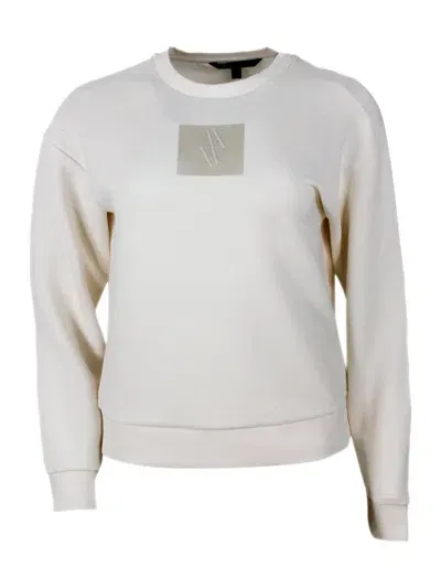 Armani Exchange Logo Printed Crewneck Sweatshirt In Beige