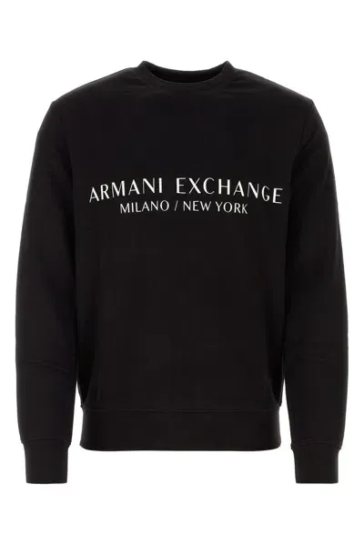 Armani Exchange Logo Printed Crewneck Sweatshirt In Black