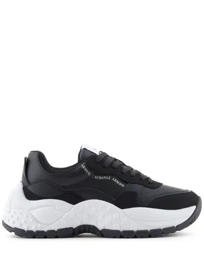 Armani Exchange Logo Sneakers In Black