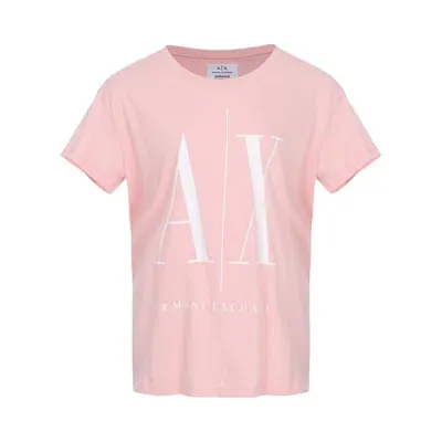 Armani Exchange Relaxed Fit T-shirt With Round Neck And Logo In Pink