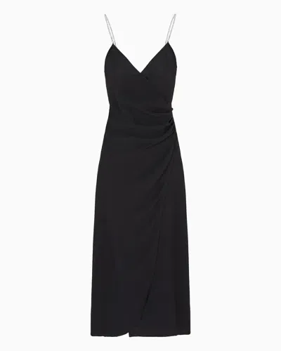 Armani Exchange Long Dress With Rhinestone Straps In Black