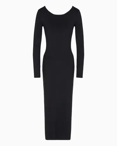 Armani Exchange Long Sheath Dress In Stretch Fabric In Black