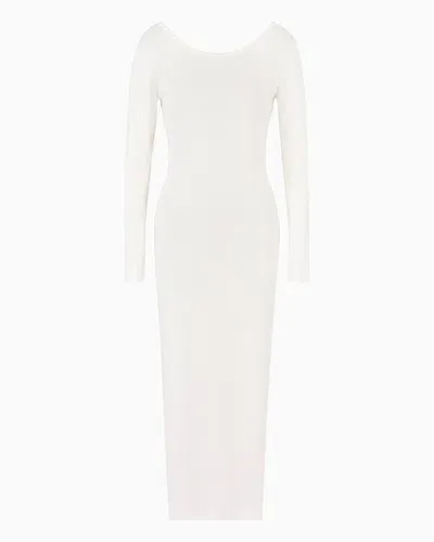 Armani Exchange Long Sheath Dress In Stretch Fabric In White