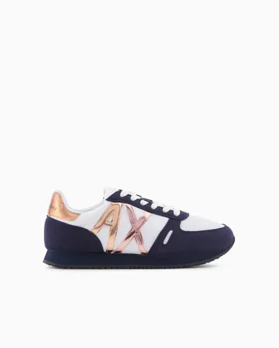 Armani Exchange Microfiber Sneakers With Logo In Multi