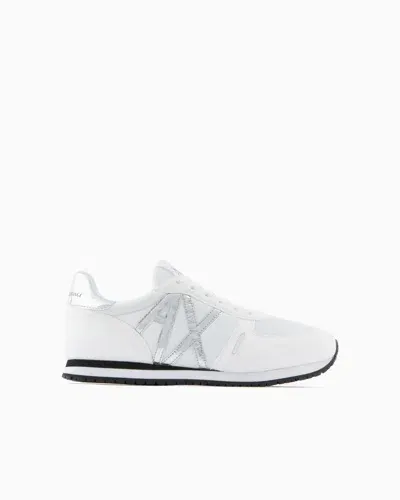 Armani Exchange Microfiber Sneakers With Logo In White