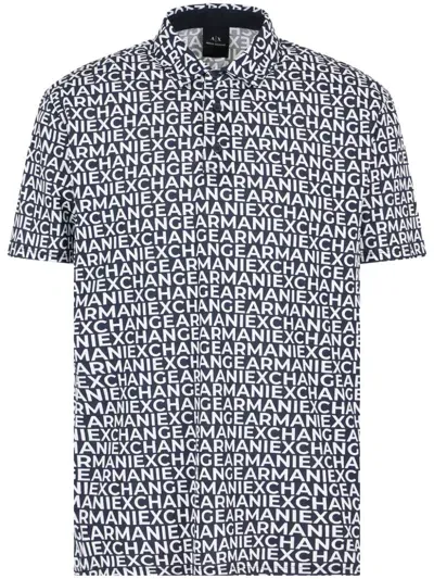 Armani Exchange Monogram-pattern Polo Shirt In White