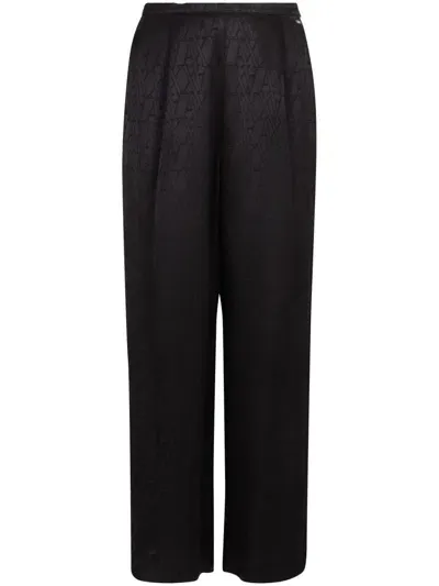 Armani Exchange Monogram-pattern Trousers In Black