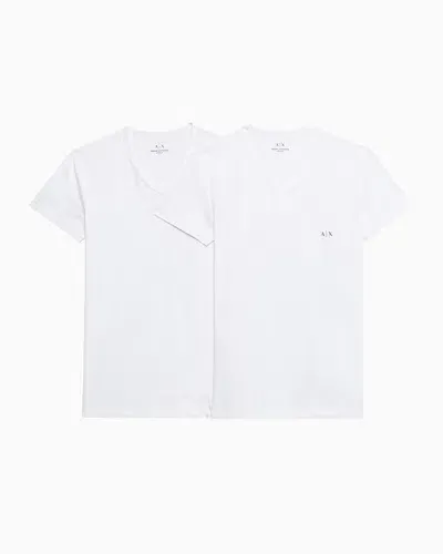 Armani Exchange Pack Of 2 Jersey T-shirts With V-neck In White