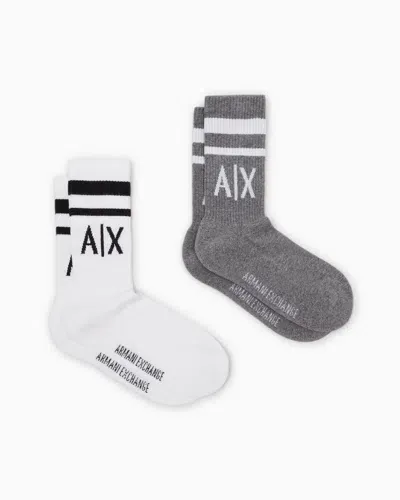 Armani Exchange Pack Of 2 Pairs Of Socks With Logo In Two-tone