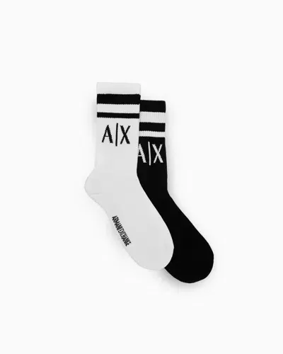 Armani Exchange Pack Of 2 Pairs Of Socks With Logo In Two-tone