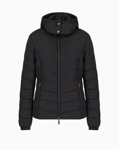 Armani Exchange Padded And Quilted Jacket With Hood In Black