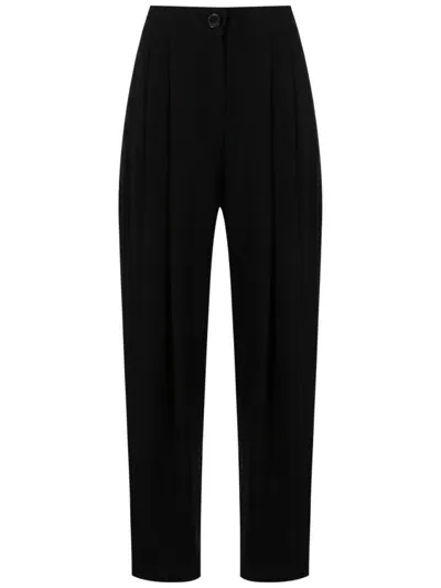 Armani Exchange Pleat-detail Straight-leg Trousers In Black