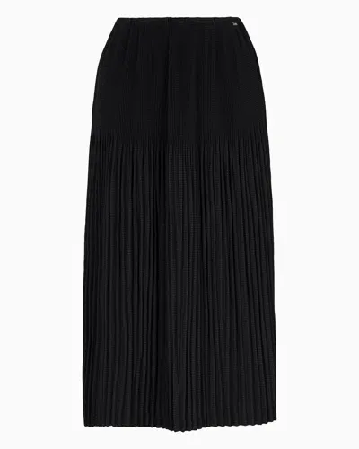 Armani Exchange Pleated Voile Longuette Skirt In Black