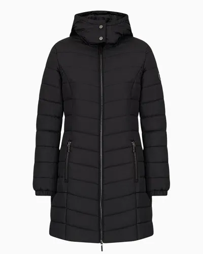 Armani Exchange Quilted And Padded Jacket With Hood In Black