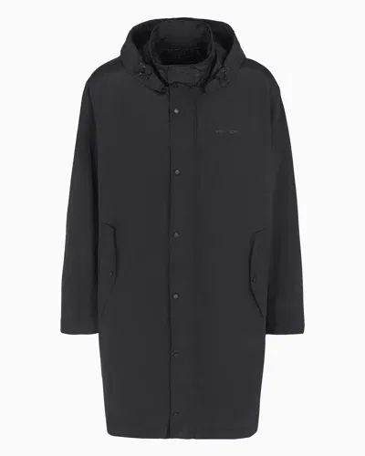 Armani Exchange Raincoat With Hood And Buttons In Black