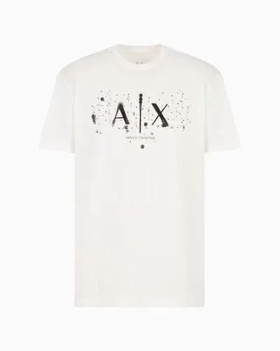 Armani Exchange Regular Fit Heavy Cotton T-shirt With Asv Photo Print In White