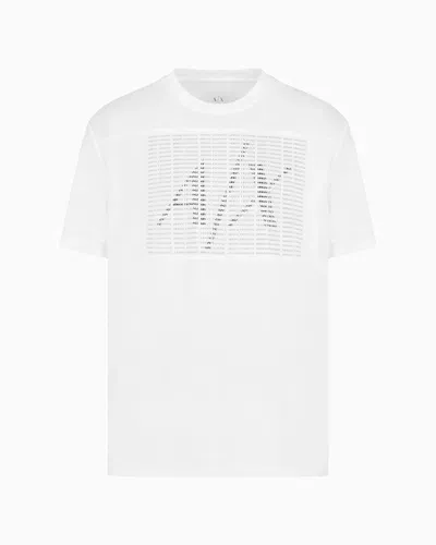 Armani Exchange Regular Fit Heavy Cotton T-shirt With Stencil Logo In White