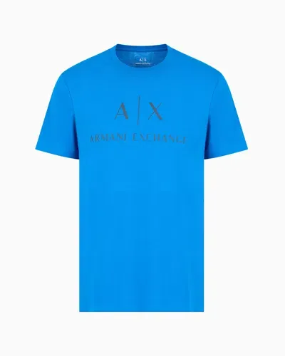 Armani Exchange Regular Fit Jersey T-shirt With Logo In Blue