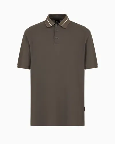 Armani Exchange Regular Fit Organic Cotton Polo With Contrasting Detail Asv In Green