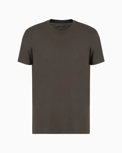 Armani Exchange Regular Fit Pima Cotton T-shirt In Brown