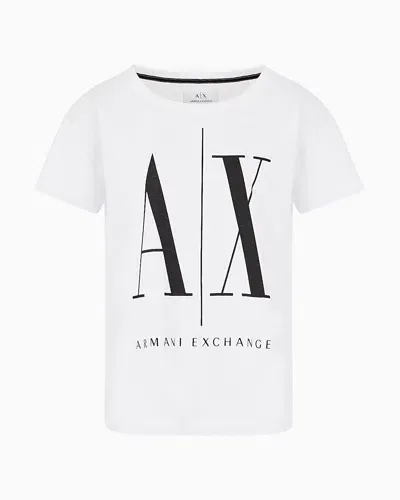 Armani Exchange Relaxed Fit T-shirt With Round Neck And Logo In White