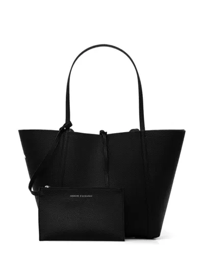 Armani Exchange Reversible Logo Tote Bag In Black