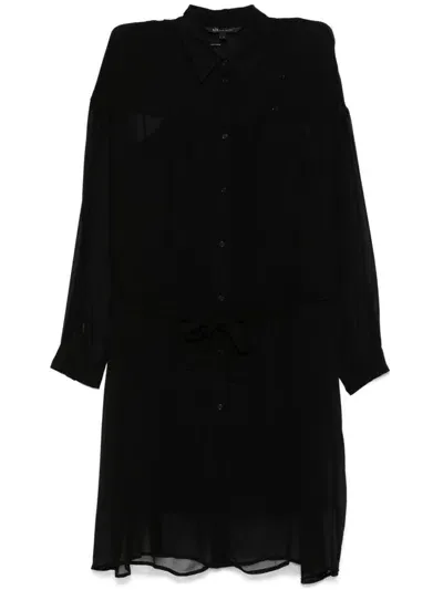 Armani Exchange Semi-sheer Mini Dress In Black