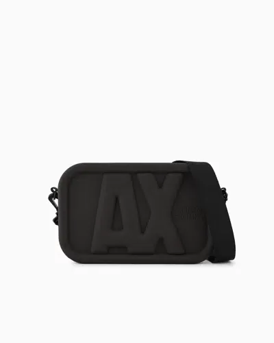 Armani Exchange Silicone Crossbody Bag With Embossed Logo In Black