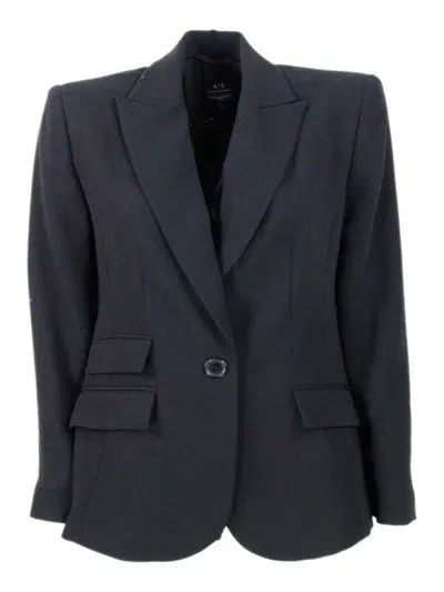 Armani Exchange Single Breasted Long Sleeved Blazer In Black