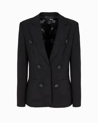 Armani Exchange Single Breasted Satin Jacket In Black