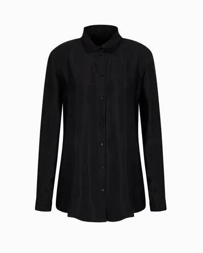 Armani Exchange Slim Fit Shirt In Micro-print Voile In Black