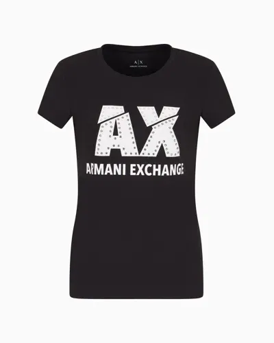 Armani Exchange Slim Fit T-shirt In Stretch Cotton Jersey In Black