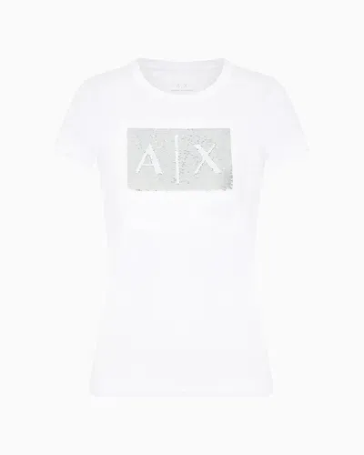 Armani Exchange Slim Fit T-shirt In Stretch Cotton Jersey In White