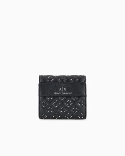 Armani Exchange Small Wallet With Studs In Asv Material In Black