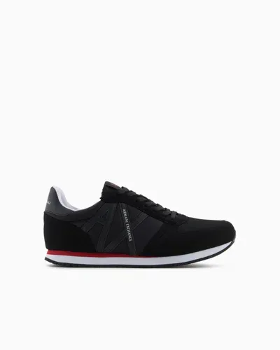 Armani Exchange Logo-patch Low-topsneakers In Black