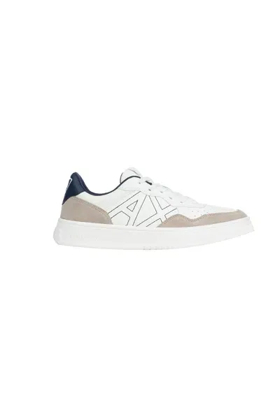 Armani Exchange Embroidered-logo Low-top Sneakers In White